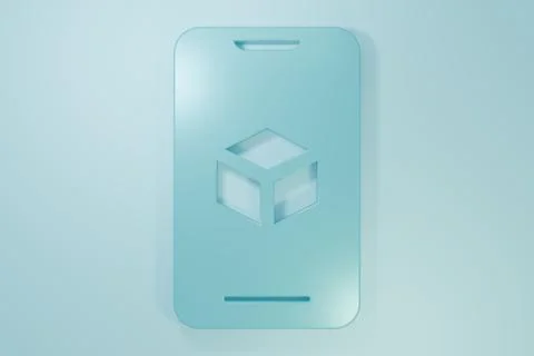 Blue 3D printer software icon isolated on blue background. 3d printing. Min.. Stock Illustration