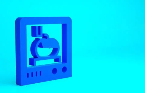 Blue 3D printing technology icon isolated on blue background. Minimalism conc Stock Illustration