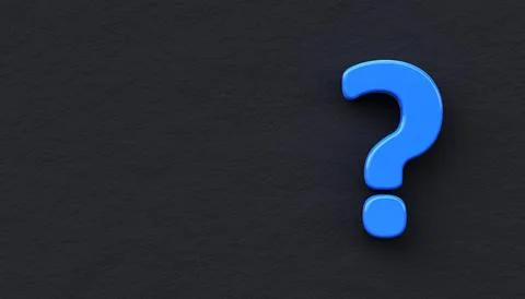 Blue 3d question mark on a black wall background Stock Illustration