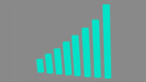 Blue 3d render growth graph with rising bars and arrow on green chromakey Stock Footage 289451807