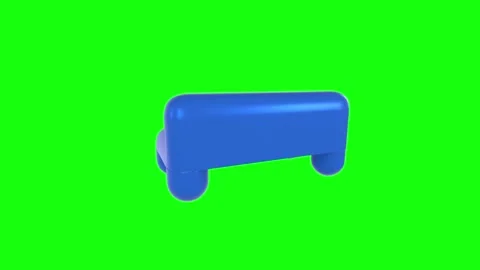 Blue 3D rendered sofa on bright green background Stock Footage 303859915