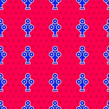 Blue 3D scanner icon isolated seamless pattern on red background. Vector Stock Illustration