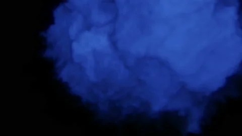 Blue 3D smoke explosion shockwave effect and divergent wave isolated on black ba Stock Footage 108520513
