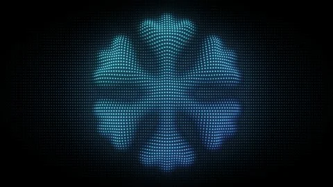 Blue 3D Snowflake Symbol Particle Animation on Dark Background Stock Footage 335595223
