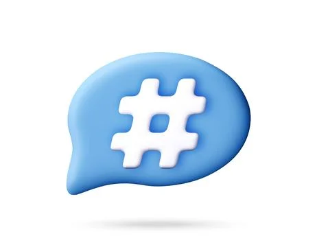 Blue 3d speech bubble with hashtag symbol Stock-Illustration