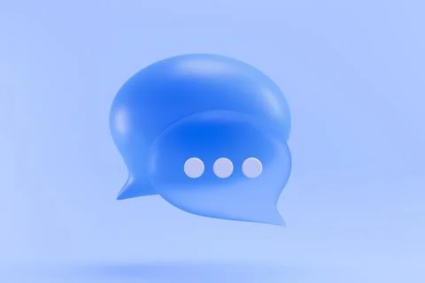 Blue 3D speech bubble icon on light blue background for communication concept 스톡 일러스트