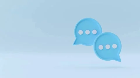 Blue 3D speech bubble icons on a light background Stock Footage 333835846