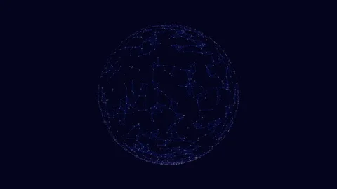 Blue 3d sphere with grid pattern and triangular shapes Stock Footage 300736912