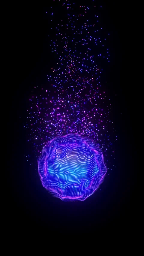 Blue 3D sphere made of neon particles with radioactive glow Stock Footage 250961079