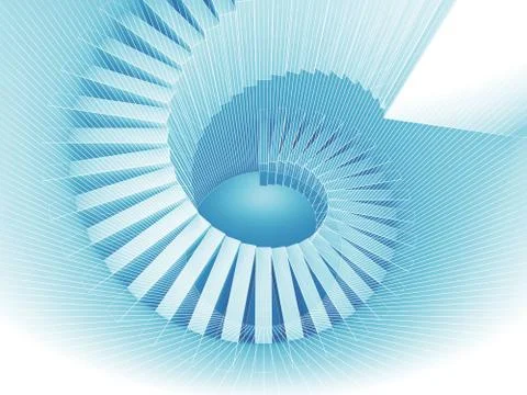 Blue 3d spiral structure perspective with wire-frame Stock Illustration