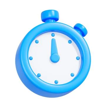Blue 3D Stopwatch Icon Stock Illustration