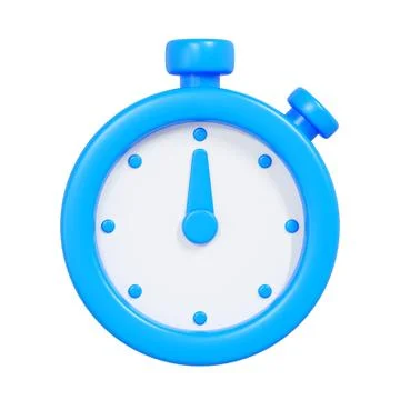 Blue 3D Stopwatch Icon Stock Illustration
