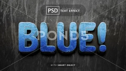 Blue 3d text effect editable PSD Template