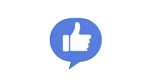 Blue 3D thumbs-up icon animation. A white hand symbol in a chat bubble.. Stock Footage 315630414