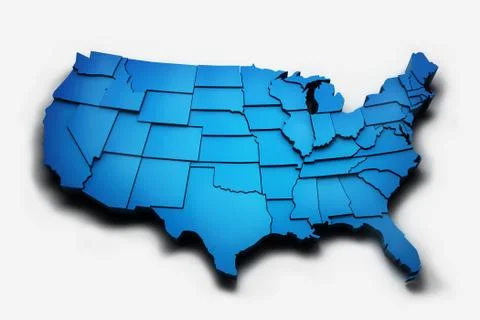 Blue 3D USA Stock Illustration