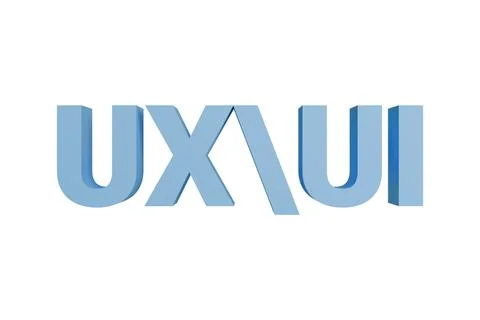 Blue 3D UX UI lettering on a white background for interface development, app  Stock Illustration