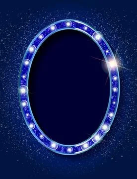 Blue 3d Vintage oval frame Stock Illustration