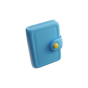 Blue 3D wallet vector icon on isolated background. Illustrazione stock