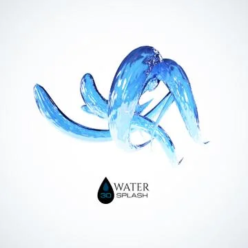 Blue 3D water splash isolated on white Stock Illustration