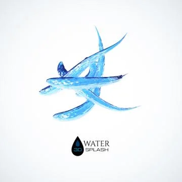 Blue 3D water splash isolated on white Stock Illustration