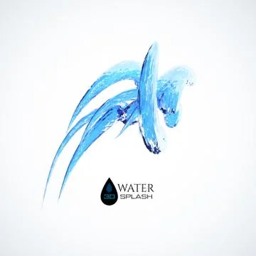 Blue 3D water splash isolated on white 스톡 일러스트
