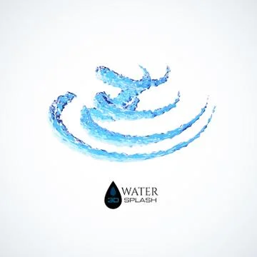 Blue 3D water splash isolated on white Stock Illustration