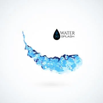 Blue 3D water splash isolated on white Stock Illustration