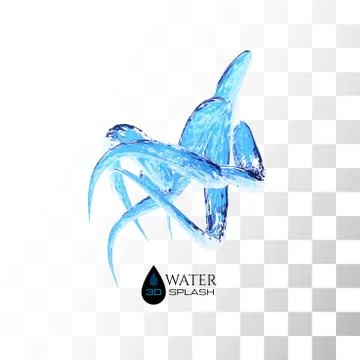 Blue 3D water splash isolated on white Stock Illustration
