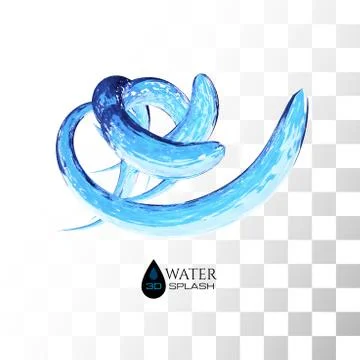 Blue 3D water splash isolated on white Stock Illustration