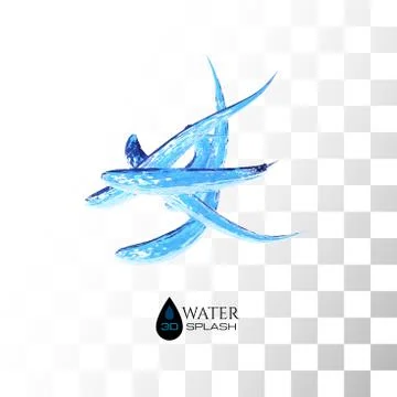 Blue 3D water splash isolated on white Stock Illustration