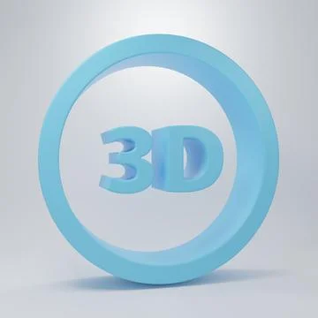 Blue 3D word icon isolated on grey background. Minimalism concept. 3D rende.. Stock Illustration
