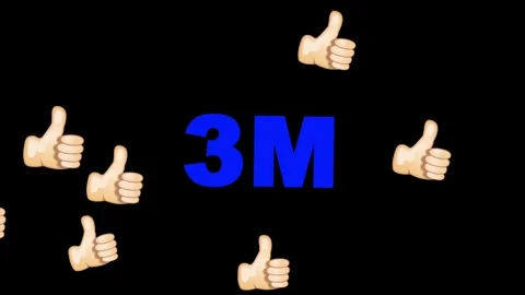 Blue 3M Text With Thumbs Up Icons On Black Background Stock Footage 326216892