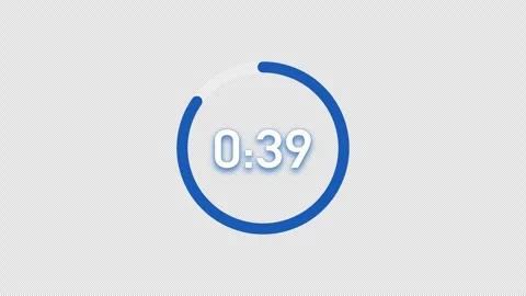 Blue 45 Second Circular Countdown Timer With Alpha Stock Footage 345709699