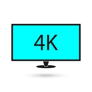 Blue 4k TV Vector Screen. UHD Sign. TV Ultra HD Resolution Format. Isolated.. 스톡 일러스트