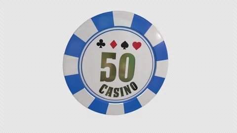 Blue 50 Value Casino Chips 3D with alpha channel. Vídeo Stock 344680871