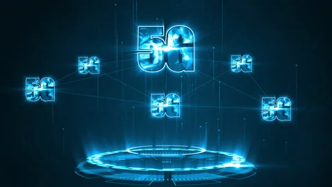 Blue 5G word connection with circle technology futuristic abstract background Stock Footage 151815112