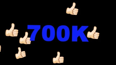 Blue 700 K Text With Thumbs Up Icons On Black Background Stock Footage 326216882