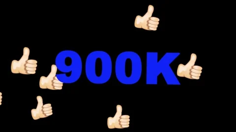Blue 900 K Text With Thumbs Up Icons On Black Background Stock Footage 326216914