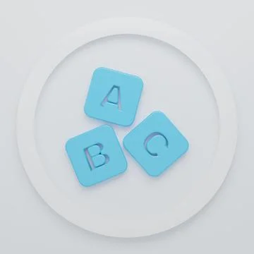 Blue ABC blocks icon isolated on white background. Alphabet cubes with lett.. Stock Illustration