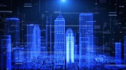 Blue Abstract 3D Rendering Digital Skyscraper Futuristic Metropolis Illustration Stock Illustration