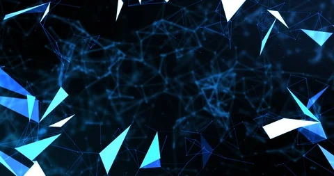 Blue abstract 3d rendering technology plexus dynamic digital surface on black Video stock 98426691