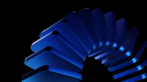 Blue Abstract 3D Spiral Loop With Curved Geometric Strips for Futuristic Design Vidéo 344234926
