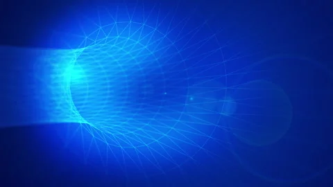 Blue abstract 3d tunnel from a grid Stock Footage 246534145