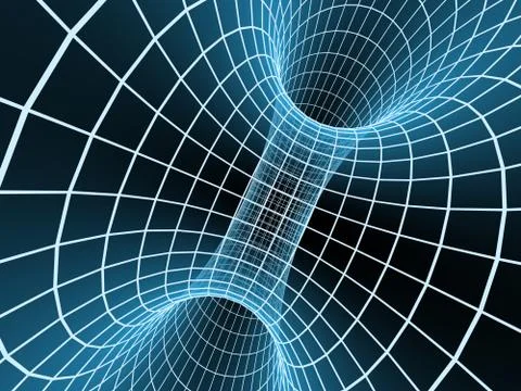 Blue abstract 3d tunnel from a grid Stock Illustration