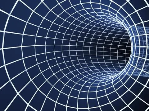 Blue abstract 3d tunnel from a grid Stock Illustration