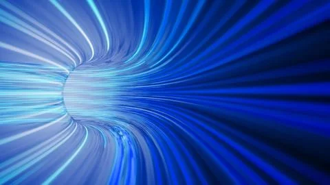 Blue abstract 3d tunnel from a grid Stock Illustration