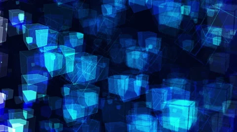 Blue Abstract Animated Cubes - 4K Resolution Ultra HD Stock Footage 41533868