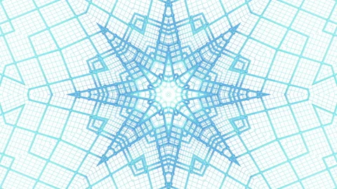 Blue abstract animated kaleidoscope pattern. Abstract three-dimensional backgrou Stock Footage 125005340