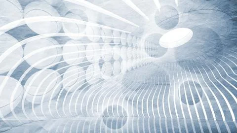 Blue abstract architecture 3d background with round elements pattern Stock Illustration