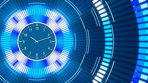 Blue abstract background and clock, loop Stock Footage 77248642
